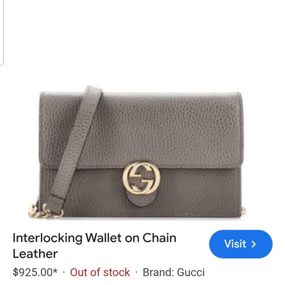 GUCCI WALLET ON CHAIN INTERLOCKING GG DOLLAR CALFSKIN Leather - Picture 5 of 16